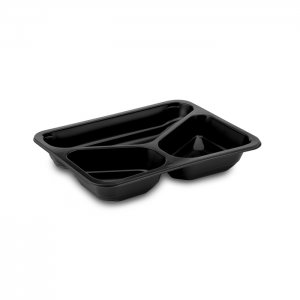 Zatavovací miska, 3-dílná černá (PP), 227 x 178 x 40 mm / 50 ks