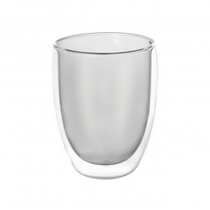 Dvoustěnná sklenice DOUBLE latte 0,41 l šedá, sada 2ks