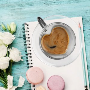 Dvoustěnný hrnek s podšálkem DOUBLE srdce 0,2 l, šedý, sada 2ks