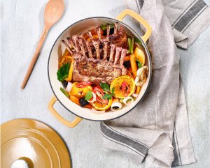 Litinový hrnec s poklicí FONTESTIC amber gold, 28 x 13 cm