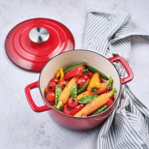 Litinový hrnec s poklicí FONTESTIC traditional red, 20 cm x 10,5 cm, 2,7 l