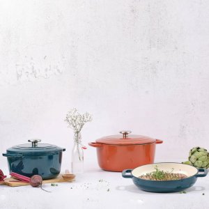 Litinový hrnec s poklicí FONTESTIC traditional red, 20 cm x 10,5 cm, 2,7 l