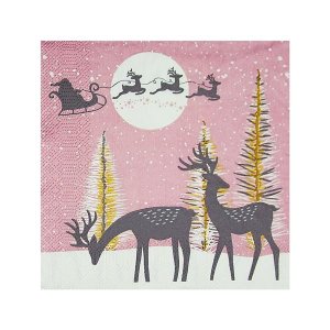 ubrousky 3-vrstvé, 33 x 33 cm 20ks vánoční motiv, růžové