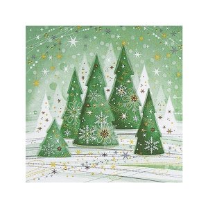 ubrousky 3-vrstvé, 33 x 33 cm 20ks vánoční stromky zelené