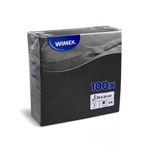 Papírové ubrousky 33 x 33 cm, 1-vr, černé, 100 ks