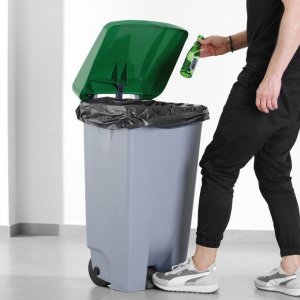 APS Nádoba na odpadky 120 l, s pedálem, světe šedá (bez víka)