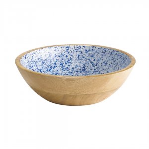 APS Dřevěná mísa MANGO, průměr 24 cm, modrobílá