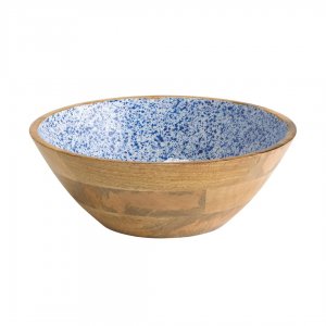 APS Dřevěná mísa MANGO, průměr 30 cm, modrobílá