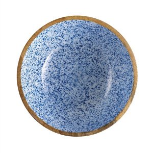 APS Dřevěná mísa MANGO, průměr 30 cm, modrobílá