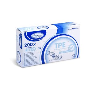 rukavice velikost M 200 ks transparentní TPE jednorázové