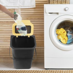 Koš na třídění odpadu 25l,  37.5x25x38, plast černý/žlutý