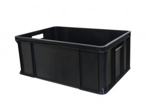 přepravka manipulační, ČERNÁ, 60x40x25cm, recy. plast, nosnost 30kg