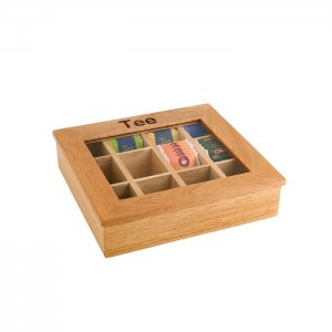 APS box na čaj, světlé dřevo 31 x 28 cm, v. 9 cm