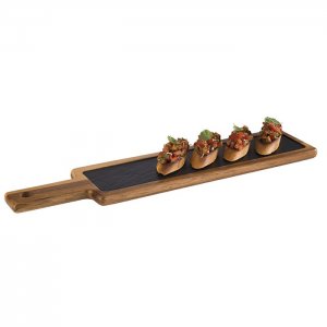 APS prkno 43x12 cm v. 2 cm sada 2 kusy dřevo + břidlice