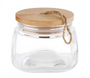 APS sklenice s dřevěným víkem 1 l