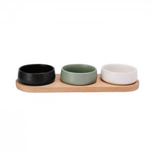 BITES APERO set 4 ks - podnos 32 x 10,5 cm + 3 x miska 9,5 cm, výška 3,5 cm