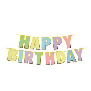 Girlanda HAPPY BIRTHDAY, 16 x 20 cm, sada písmen + 5 m provázek