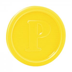 Žeton žlutý, průměr 23mm, PS, 100 ks