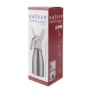Kayser Šlehačková láhev 0,25 l STYLE  nerezová s plastovou hlavou