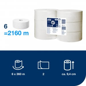 Tork Toaletní papír JUMBO role Advanced 2vr., bílý, T1, 360 m / 1800 útržků