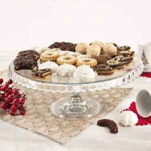 Podnos na dort s podstavcem, skleněný, 32 cm