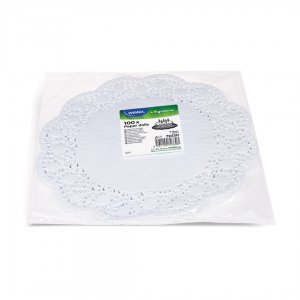 krajky dekorativní 30 cm 100 ks / kulaté, bílé