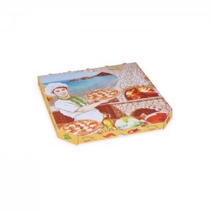 krabice na pizzu 33x33x3 cm 100 ks/vlnitá lepenka, zkosené rohy