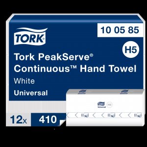Tork Papírové ručníky PeakServe, 1-vr., H5, 20,1 x 22,5cm, 12 x 410 ks = 4.920 ks útr., bílé