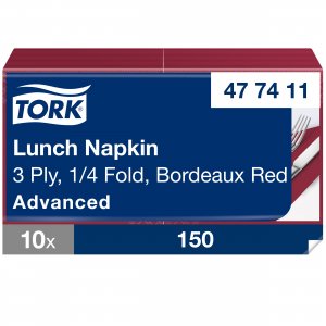 Tork Papírové ubrousky 33 x 33 cm, 3-vr., bordó, 150 ks