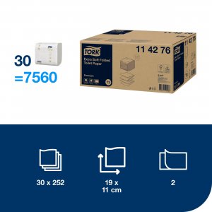 Tork Toaletní papír FOLDET Premium T3, skládaný, 2-vrstvý, bílý.