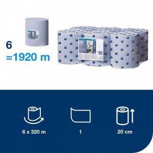 Tork Papírová utěrka v roli, 1vrstvá, modrá, M2, 19 cm / 320 m