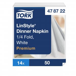 Tork Ubrousky Linstyle PREMIUM 39 x 39cm, bílé, 50 ks