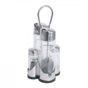 Contacto Menážka 4dílná (sůl, pepř, olej, ocet), nerez