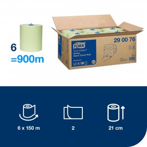 Tork Papírové ručníky Tork Matic Advancedv roli, 2vr., H1, 19 cm / 150 m, 600 útržků, zelené