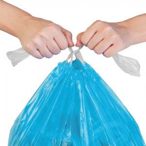 Pytle na odpad 120 l modré, 20 ks, středně silné / 70 x 100 cm / zatahovací HDPE 25 my