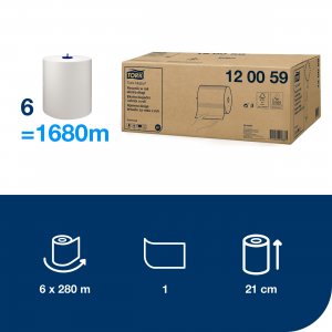 Tork Papírové ručníky Tork Matic – extra dlouhá role Universal, 1vr., H1, 21 cm / 280 m, 1120 útržků, bílé