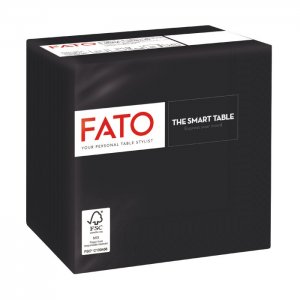 Fato Papírové koktejlové ubrousky 24 x 24 cm, 2-vr., černé, 100 ks