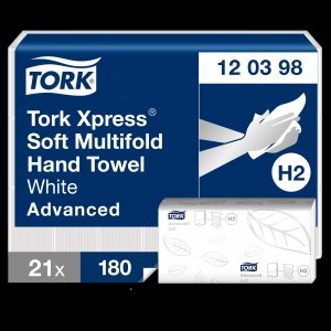 Tork Papírové ručníky Tork Xpress Multifold Advanced 2-vr., H2, 180 útr., 21,2 x 25,5cm