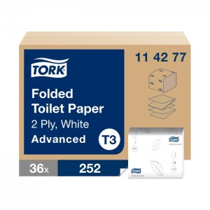 Tork Toaletní papír ADVANCED T3 skládaný, 2-vrstvý, bílý.